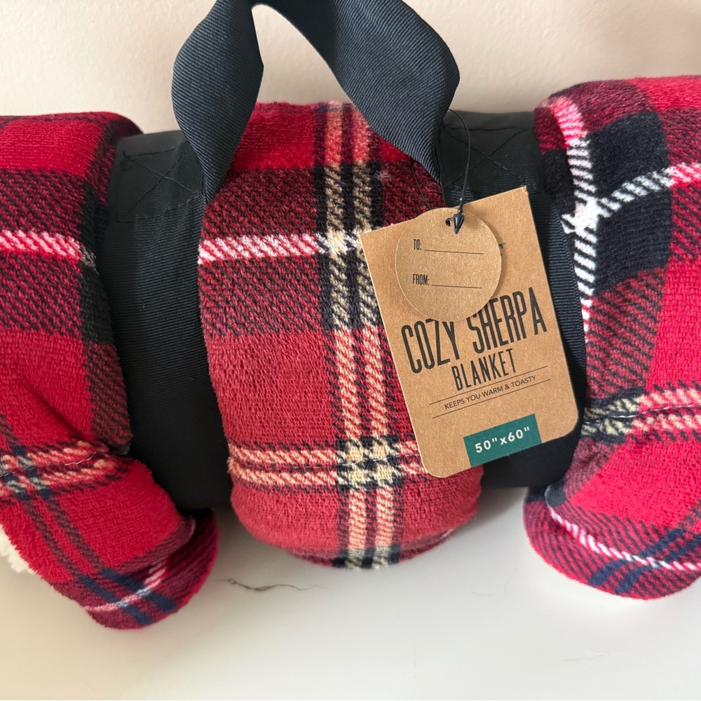 Cozy Sherpa Blanket - Red Plaid